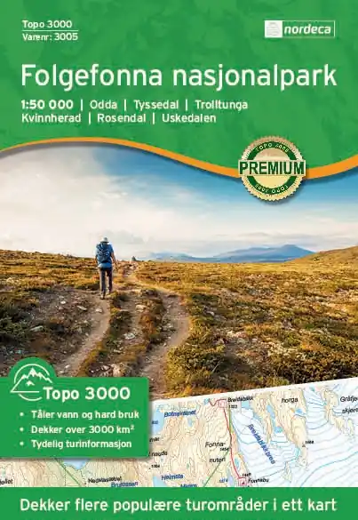 NO-3005 Folgefonna Nasjonalpark | topografische wandelkaart 1:50.000 Uitverkoop
