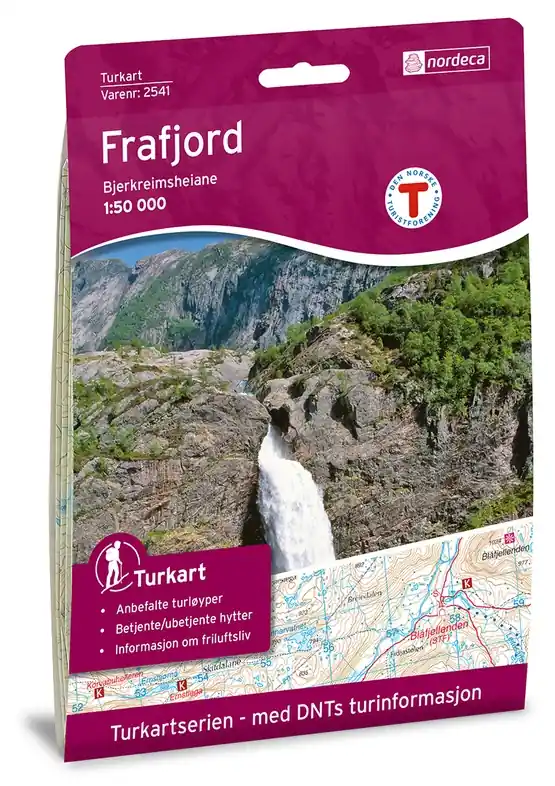 Goedkoop DNT-2541 Frafjord - Bjerkreimsheiane kaart | topografische wandelkaart 1:50.000