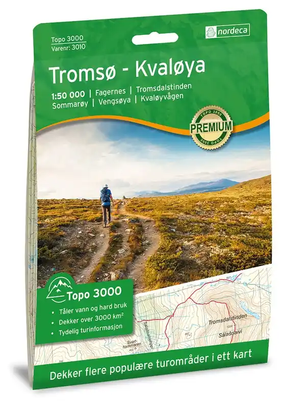 NO-3010 Tromsø- Kvaløya | topografische wandelkaart 1:50.000 Express Levering