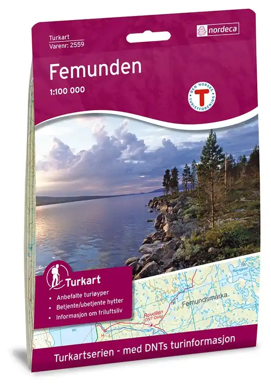 Snelle Levering DNT-2559 Femunden kaart wandelkaart 1:100.000