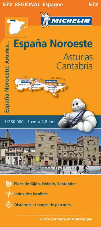 572 Asturias/Cantabria | Michelin wegenkaart, autokaart 1:250.000 Bestel Nu