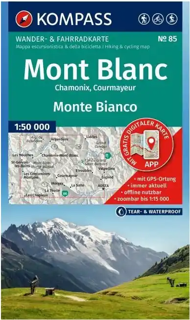 Kompass wandelkaart KP-85 Mont Blanc/Monte Bianco 1:50.000 Beste Prijs