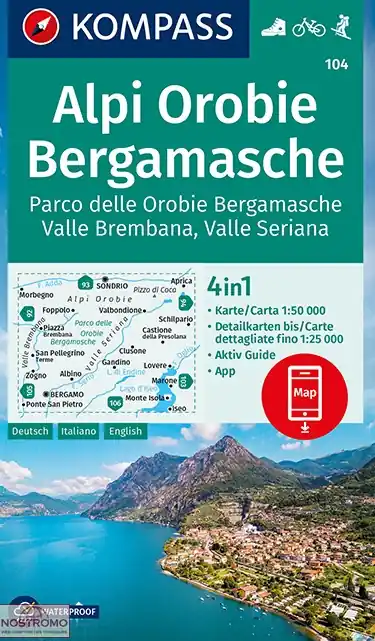 Betaalbaar Kompass wandelkaart KP-104 Alpi Orobie Bergamasche