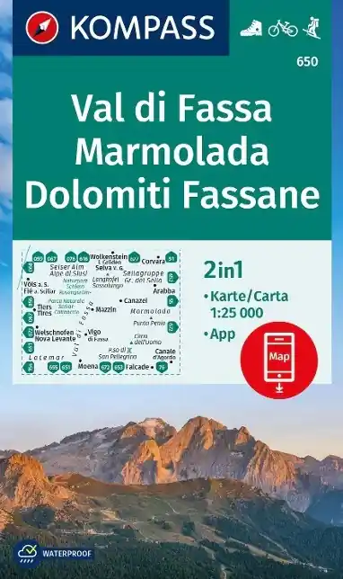 Alleen Vandaag Kompass wandelkaart KP-650 Val di Fassa/Sella e Marmolada 1:25.000