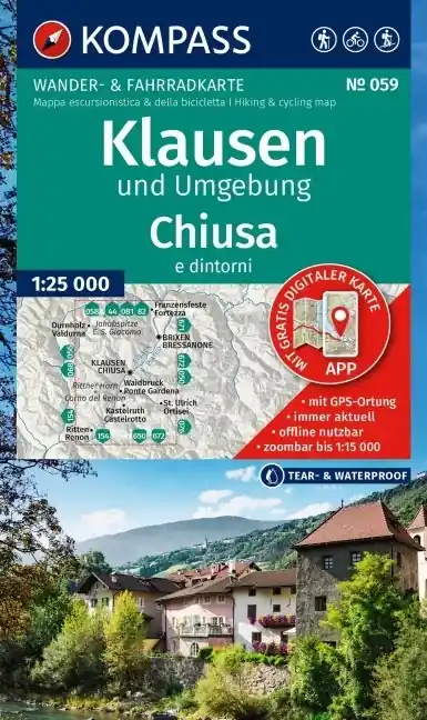 Kompass wandelkaart KP-059 Klausen (Chiusa) und Umg. 1:25.000 Weekendaanbieding