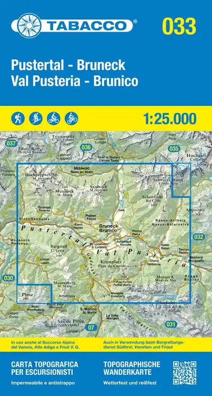 Exclusieve Aanbieding TAB-033 Brunico/Bruneck Pustertal | Tabacco wandelkaart