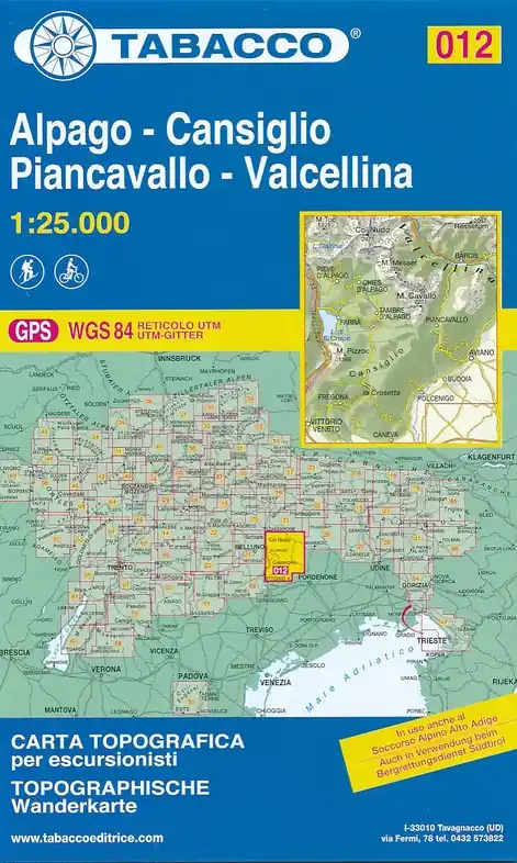 Populair TAB-012 Cansiglio - Alpago - Piancavallo - Barcis | Tabacco wandelkaart
