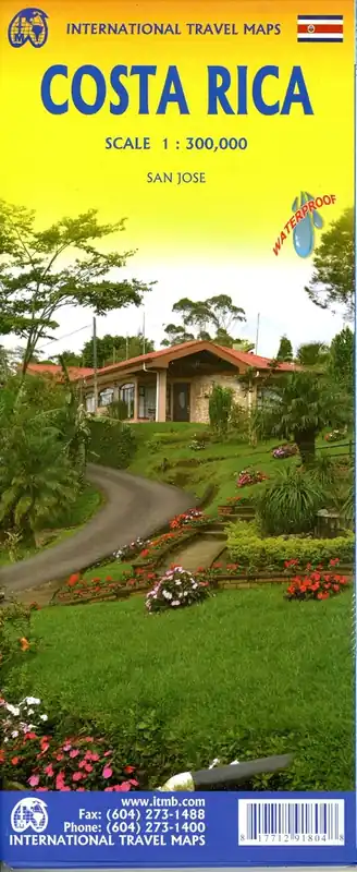 Snelle Levering ITM Costa Rica Travelmap | landkaart, autokaart 1:300.000