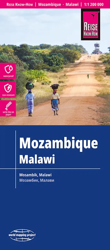 Beperkt Aanbod Mozambique en Malawi landkaart, wegenkaart 1:1.200.000