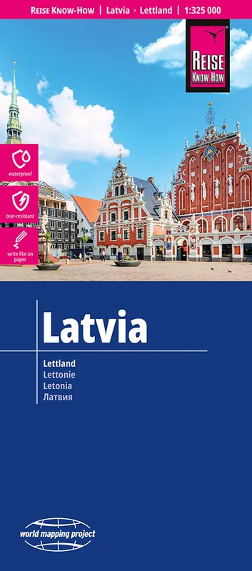Letland landkaart, wegenkaart 1:325.000 Meest Verkocht