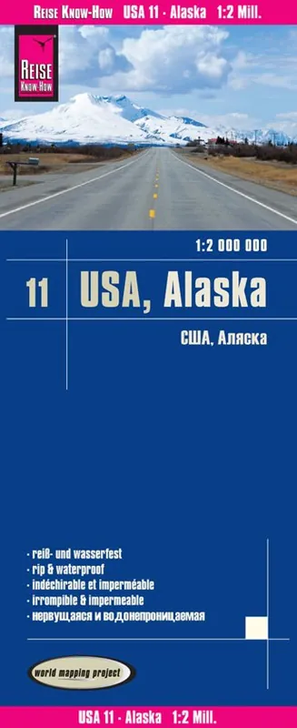 Laatste Versie USA-11 Alaska landkaart, wegenkaart 1:2.000.000