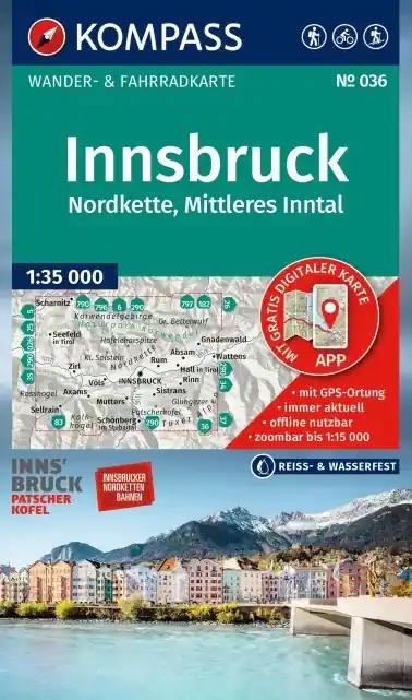 Express Levering Kompass wandelkaart KP-036 Innsbruck und Umgebung