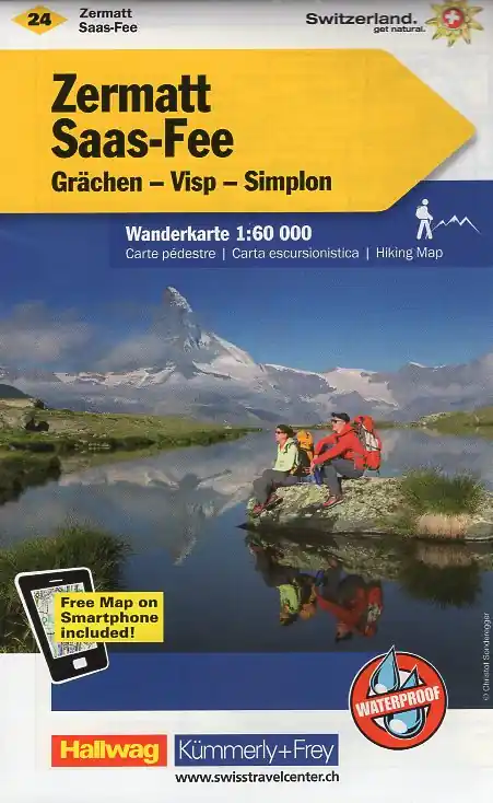 KFW-24 Zermatt - Saas Fee | wandelkaart / overzichtskaart Weekendaanbieding