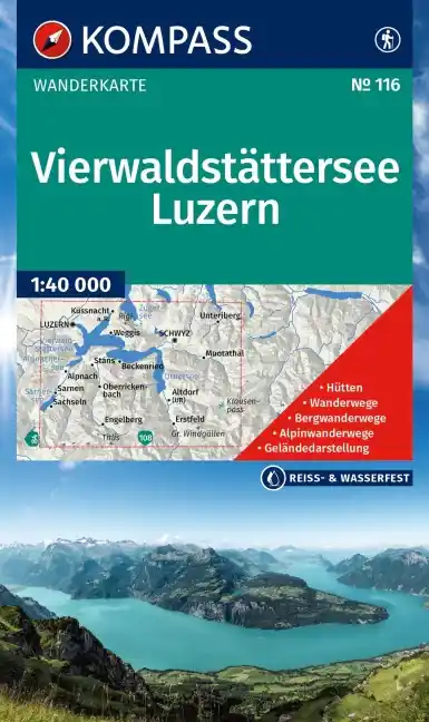 Kompass wandelkaart KP-116 Vierwaldstaettersee, Luzern Goedkoop