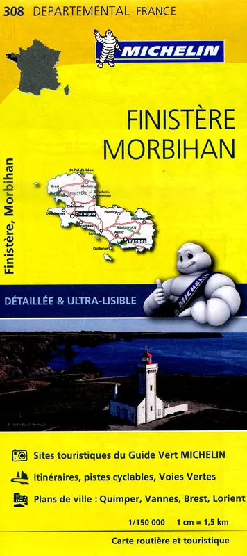 308 Finistère, Morbihan | Michelin wegenkaart 1:150.000 Goedkoop