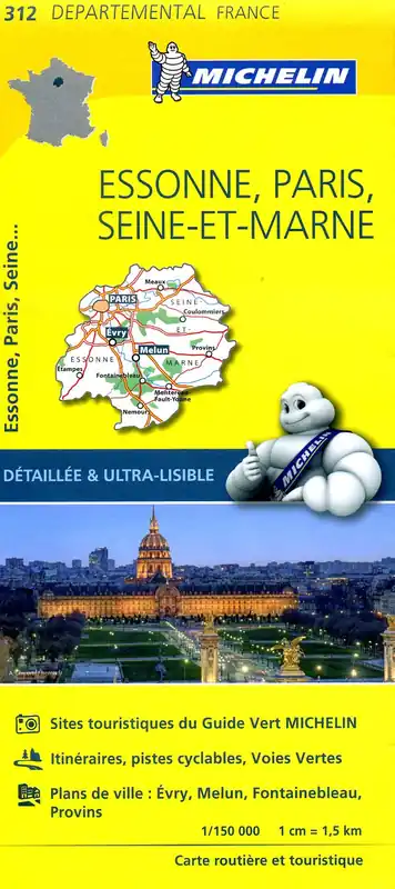 312 Essonne, Paris, Seine-et-Marne | Michelin wegenkaart 1:150.000 Weekendaanbieding