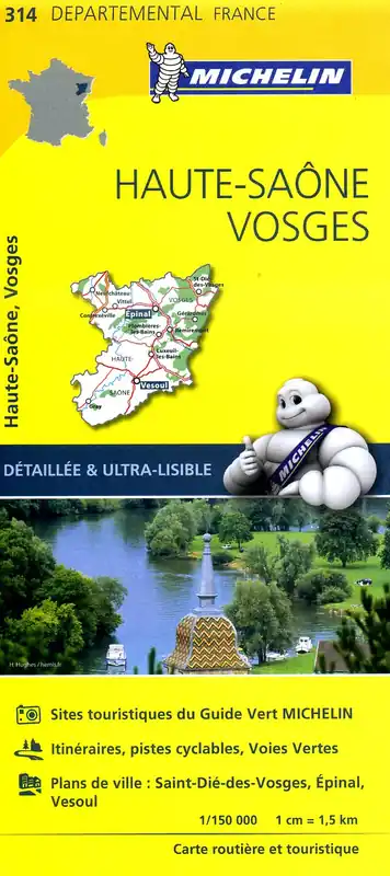 314 Haute-Saône, Vosges | Michelin wegenkaart 1:150.000 Betrouwbaar