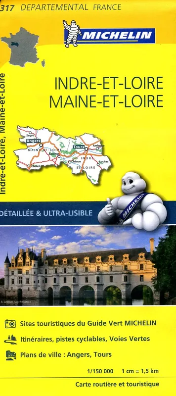 Laatste Kans 317 Indre-et-Loire, Maine-et-Loire | Michelin wegenkaart 1:150.000