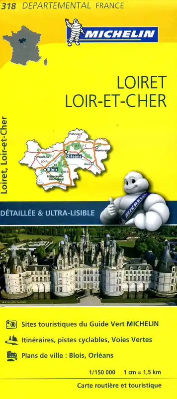 318 Loiret, Loir-et-Cher | Michelin wegenkaart 1:150.000 Veilige Betaling