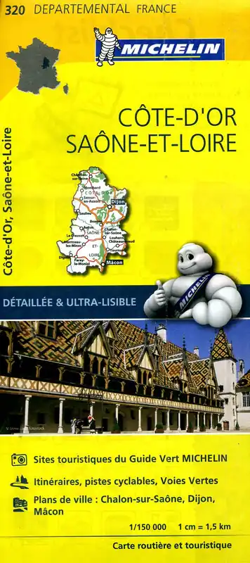 320 Côte-d Or, Saône-et-Loire | Michelin wegenkaart 1:150.000 Gereduceerde Prijs