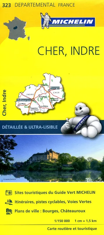 323 Cher, Indre | Michelin wegenkaart 1:150.000 Shop Nu