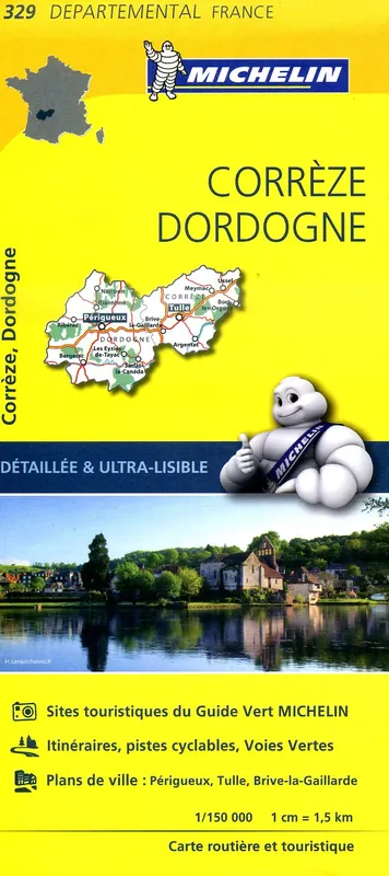 329 Corrèze, Dordogne | Michelin wegenkaart 1:150.000 Nu Kopen