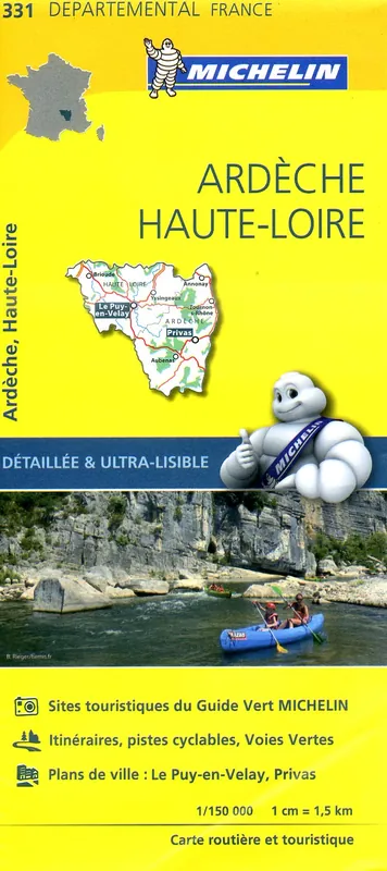 331 Ardèche, Haute-Loire | Michelin wegenkaart 1:150.0000 Bestseller