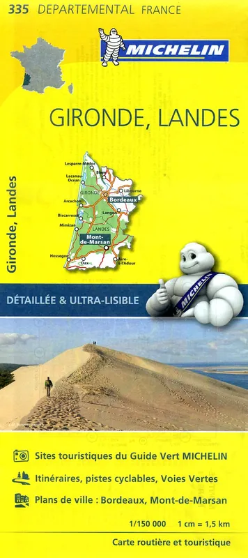 335 Gironde, Landes | Michelin wegenkaart 1:150.000 Hete Deal