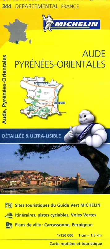 Seizoensaanbieding 344 Aude, Pyrénées-Orientales | Michelin wegenkaart 1:150.000