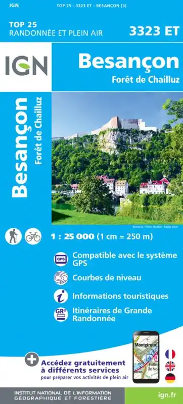 Goedkoop wandelkaart 3323ET Besançon 1:25.000
