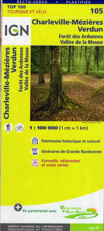 Direct Verzonden SV-105 Charleville-Mézières, Verdun | omgevingskaart / fietskaart 1:100.000
