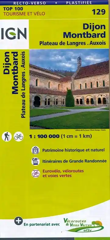 Uitverkoop SV-129 Dijon, Montbard | omgevingskaart / fietskaart 1:100.000