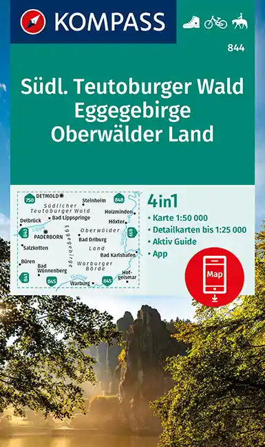 Direct Beschikbaar Kompass wandelkaart KP-844 Teutoburger Wald Süd 1:50.000