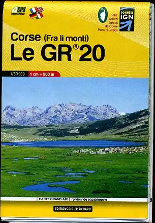 Betrouwbaar wandelkaart Le GR20 Fra il Monti | Didier Richard 1:50.000 (Corsica, GR-20)
