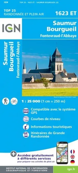 wandelkaart 1623ET Saumur, Bourgueil 1:25.000 Gereduceerde Prijs