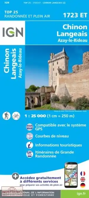 wandelkaart 1723ET Chinon, Langeais 1:25.000 Voordeelprijs