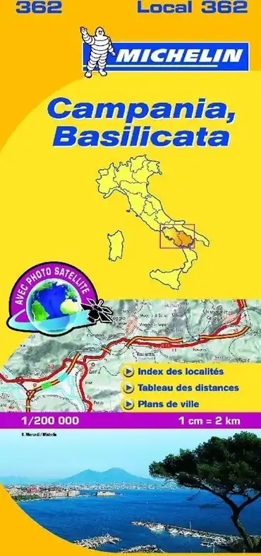 Gereduceerde Prijs 362 Campania, Basilicata | Michelin wegenkaart, autokaart 1:200.000