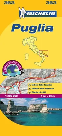 363 Puglia | Michelin wegenkaart, autokaart 1:200.000 Bestel Nu