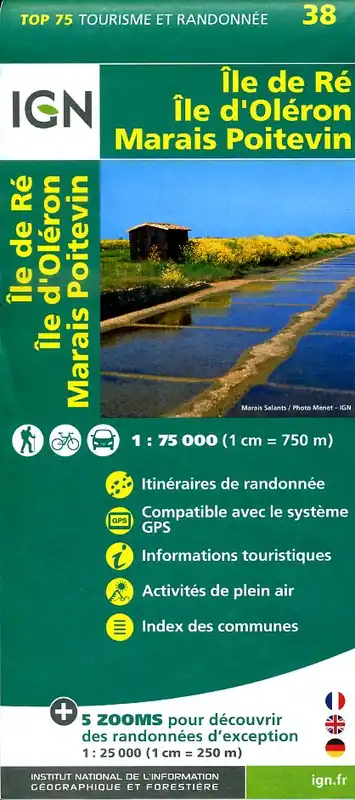 TSQ-38 Ile-de-Ré / Ile d'Oléron / Marais Poitevin | IGN overzichts- en wandelkaart Gratis Verzending