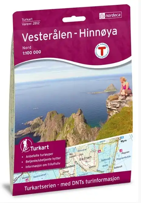 DNT-2812 Vesteralen Hinnoya noord wandelkaart 1:100.000 Koopje