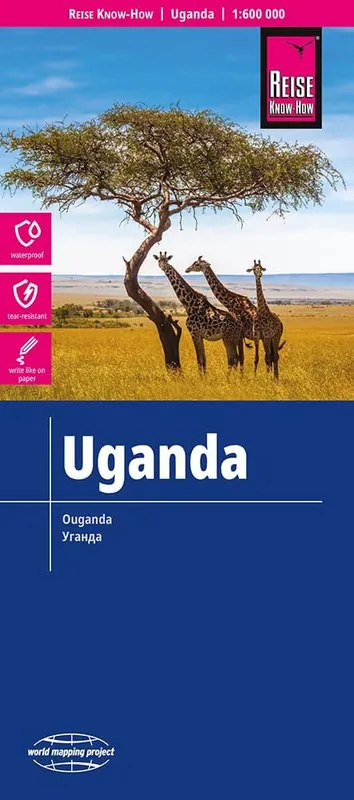 Uganda landkaart, wegenkaart 1:600.000 Gratis Verzending