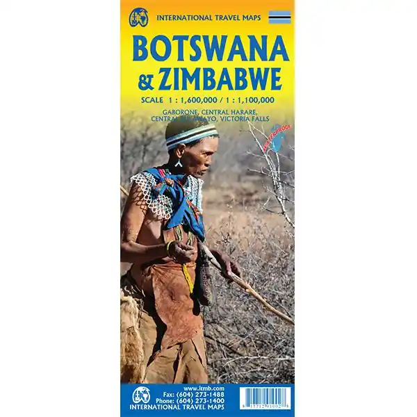 Koop Online ITM Botswana and Zimbabwe travel map | landkaart, autokaart 1:1.500.000