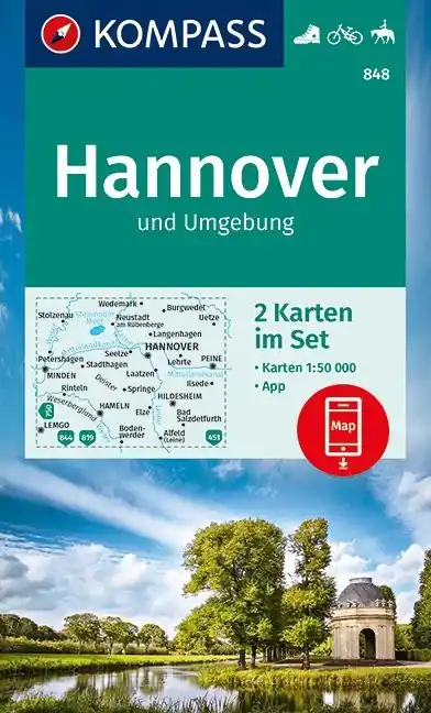 Kompass wandelkaart KP-848 Hannover, Weserbergland e.o. (met intekening E11) Merkproduct