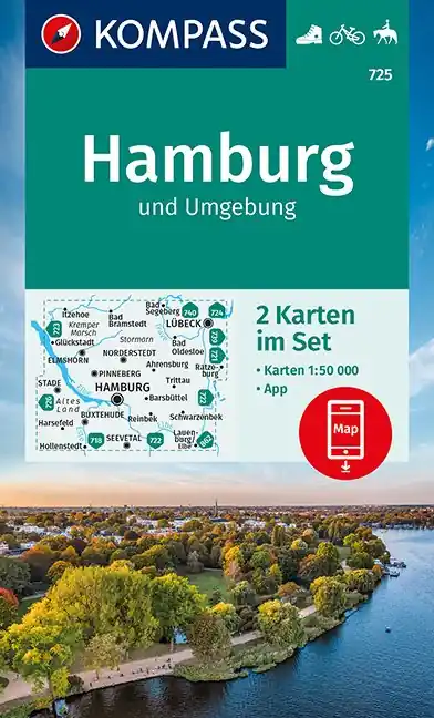 Kompass wandelkaart KP-725 Hamburg e.o. 1:50.000 Gratis Retour