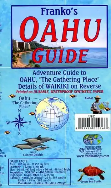 Hoge Kwaliteit Oahu 1:176 000 & Waikiki Guide Map