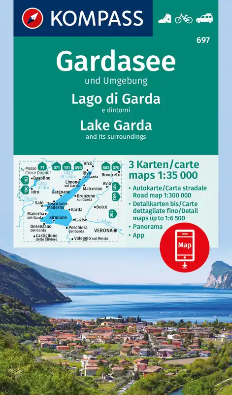 Kompass wandelkaart KP-697 Gardasee / Gardameer en omgeving 1:35.000 Nieuw