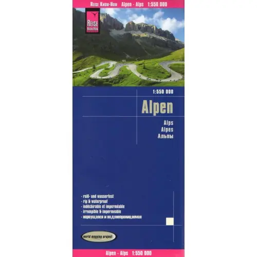 Op = Op Alpen landkaart, wegenkaart 1:550.000