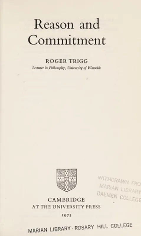Reason and Commitment - Roger Trigg Beste Prijs