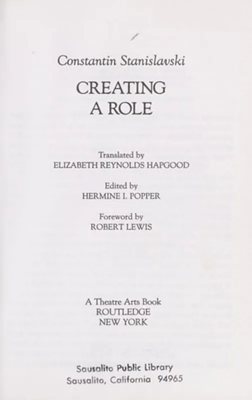 Creating a Role - Konstantin Stanislavsky Actieprijs