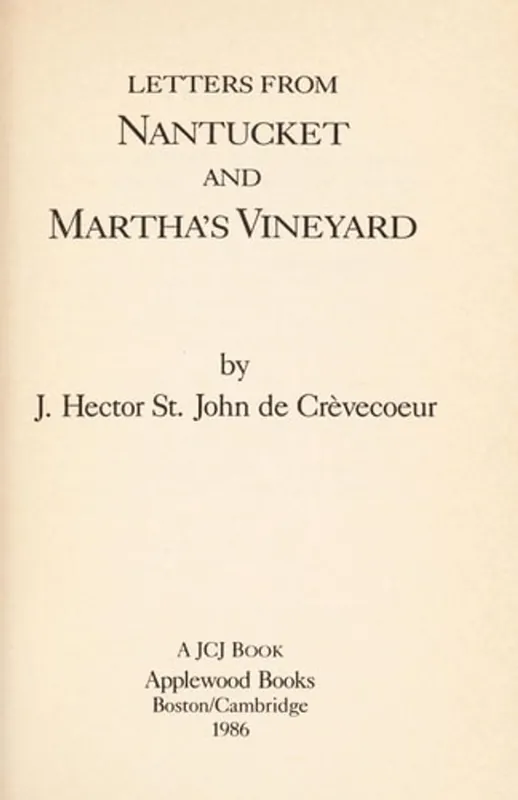 Direct Beschikbaar Letters from Nantucket and Martha's Vineyard - J. Hector St. John de Crevecoeur